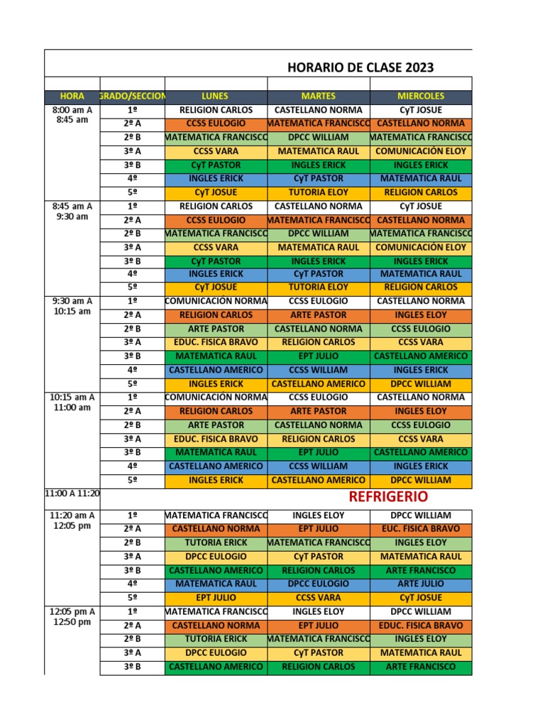 Horario 2023 | PDF | Ciencias sociales | Estudios de idiomas extranjeros