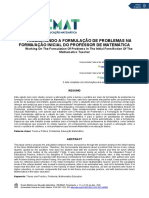 Trabalhando A Formulação de Problemas Na Forma/ação Inicial Do Professor de Matemática