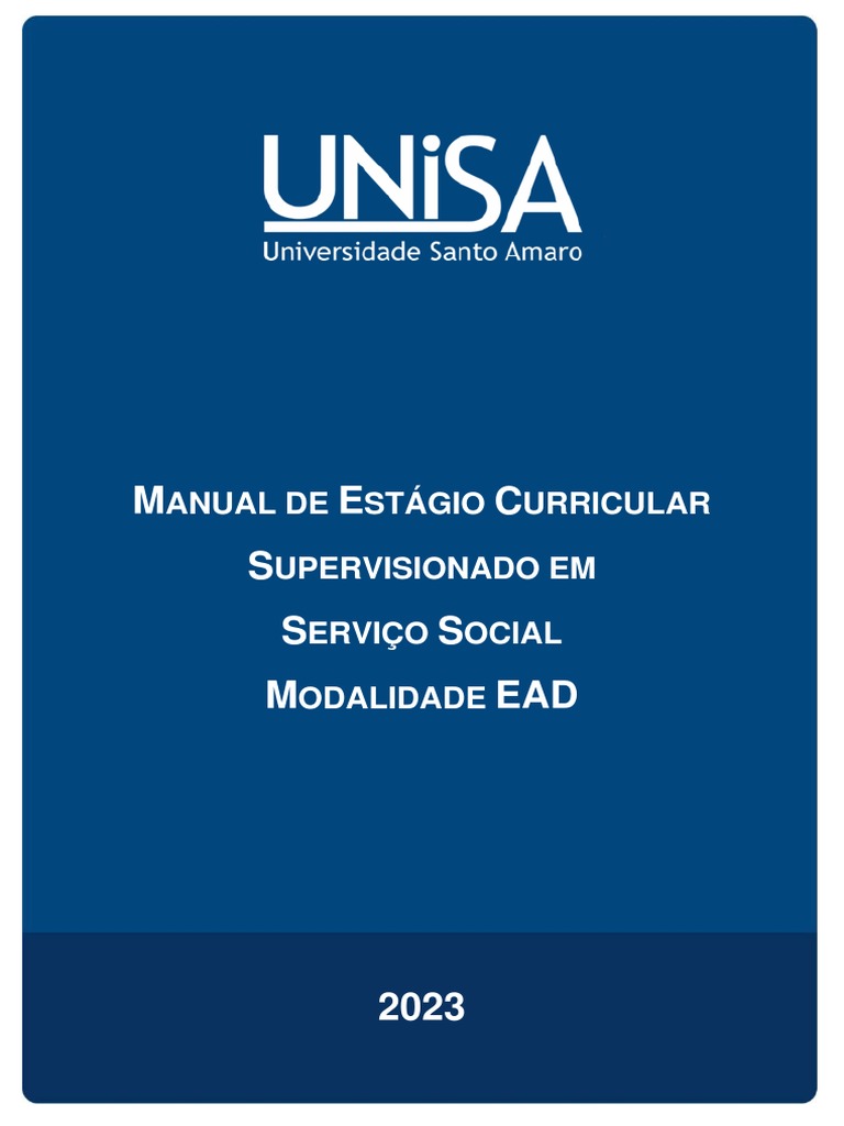 Manual de Estágio em Serviço Social EAD | PDF | Trabalho social ...