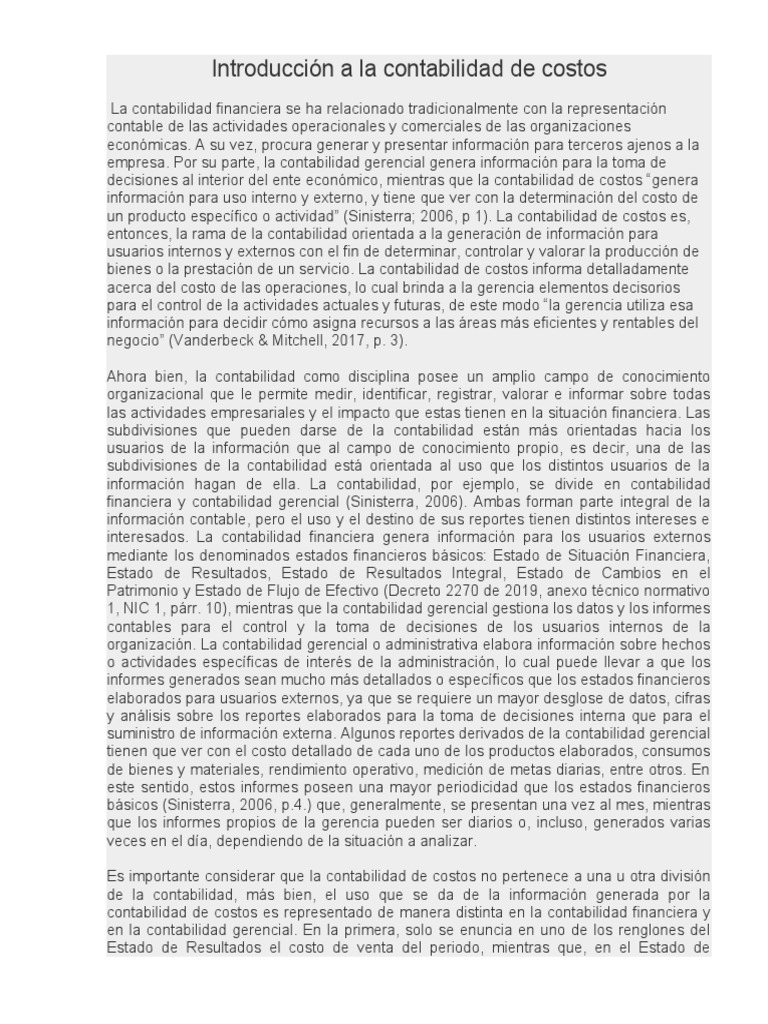 Introducción A La Contabilidad de Costos | PDF | Contabilidad | Costo
