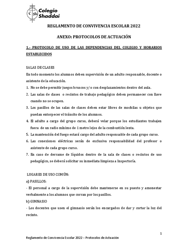 Protocolo de Convivencia Escolar 2022 | PDF | Abuso infantil | Abuso sexual