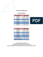 Turramurra High School Bell Times for 2021