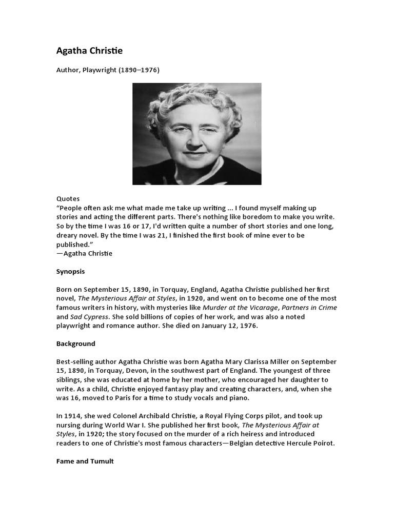 Agatha Christie Biography PDF Agatha Christie Miss Marple