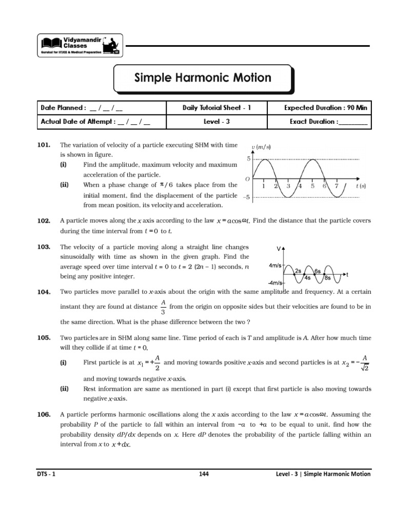 Simple Harmonic Motion - Level 3 | PDF