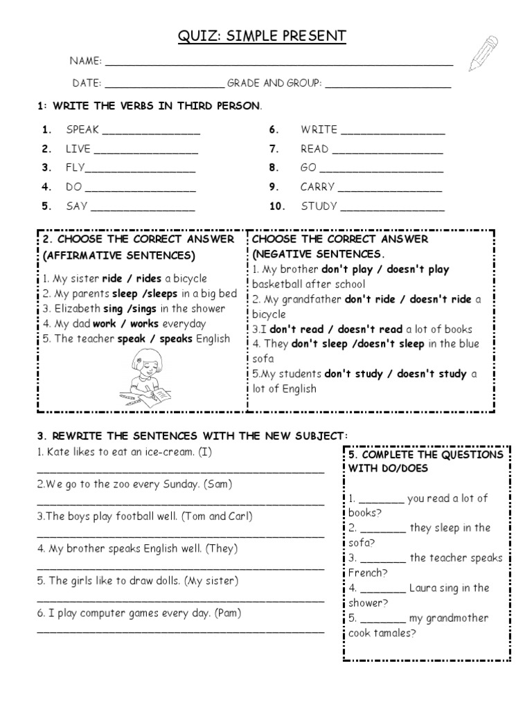 Quiz Present Simple 3 Pdf Human Communication Linguistic Typology