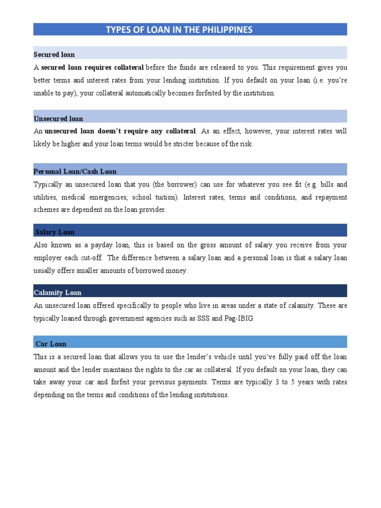 Types Of Loan Pdf