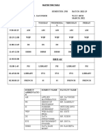 Master Time Table 2023