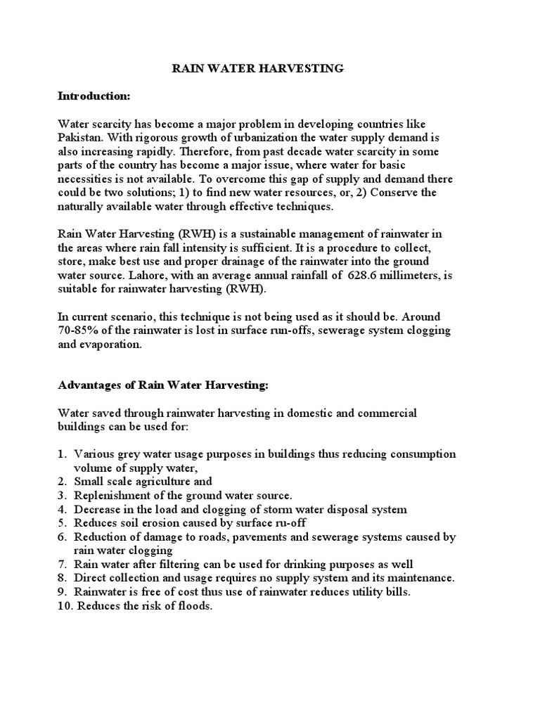 Rain Water Harvesting | PDF | Water | Surface Runoff