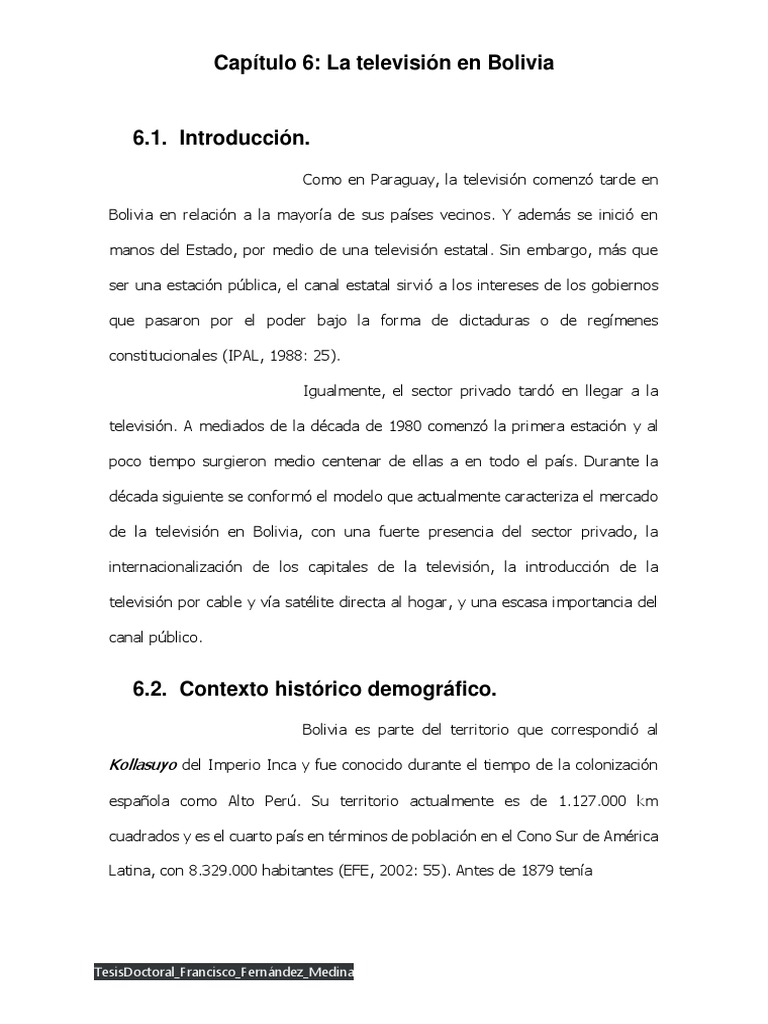 La Televisión en Bolivia PDF Bolivia Chile