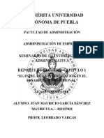 Benemérita Universidad Autónoma de Puebla: Seminario de La Investigación Administrativa Reporte de Lectura: Capitulo 1