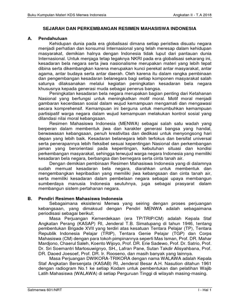 Perkembangan Resimen Mahasiswa Indonesia | PDF