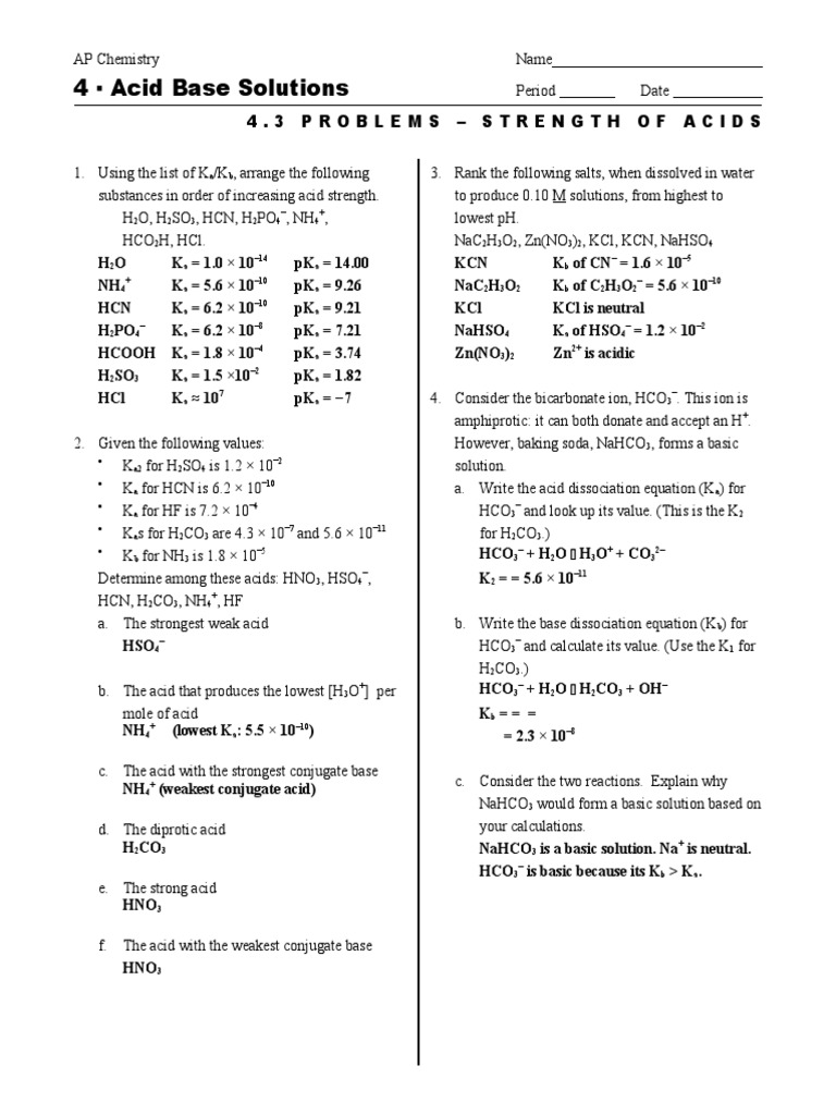 Ap Chem | PDF | Acid | Acid Dissociation Constant