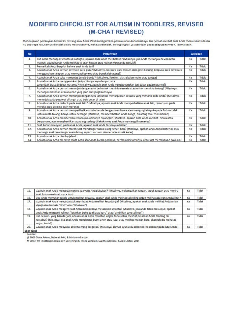 Kuesioner MCHAT | PDF