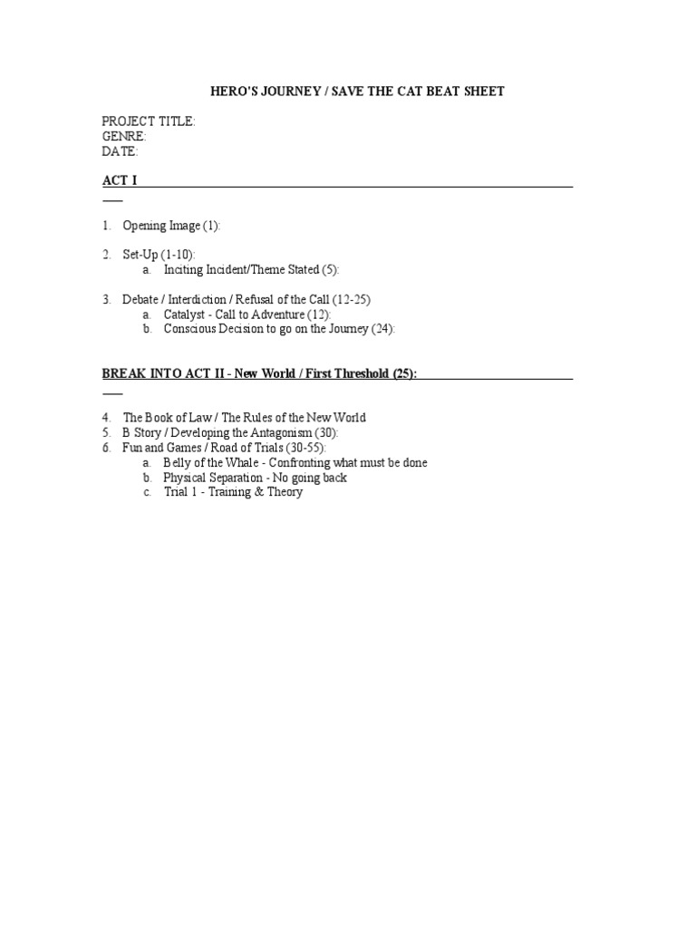 Save the cat heros journey beat sheet pdf