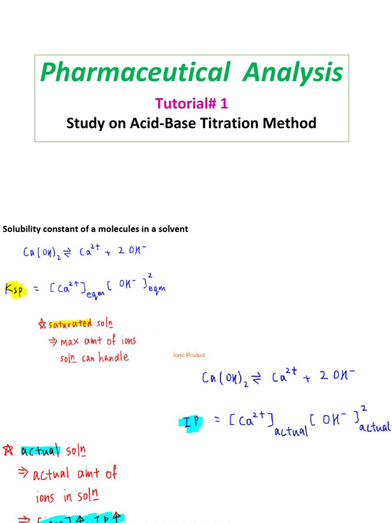 Pharmaceutical Analysis Study On AcidBase Titration Method PDF