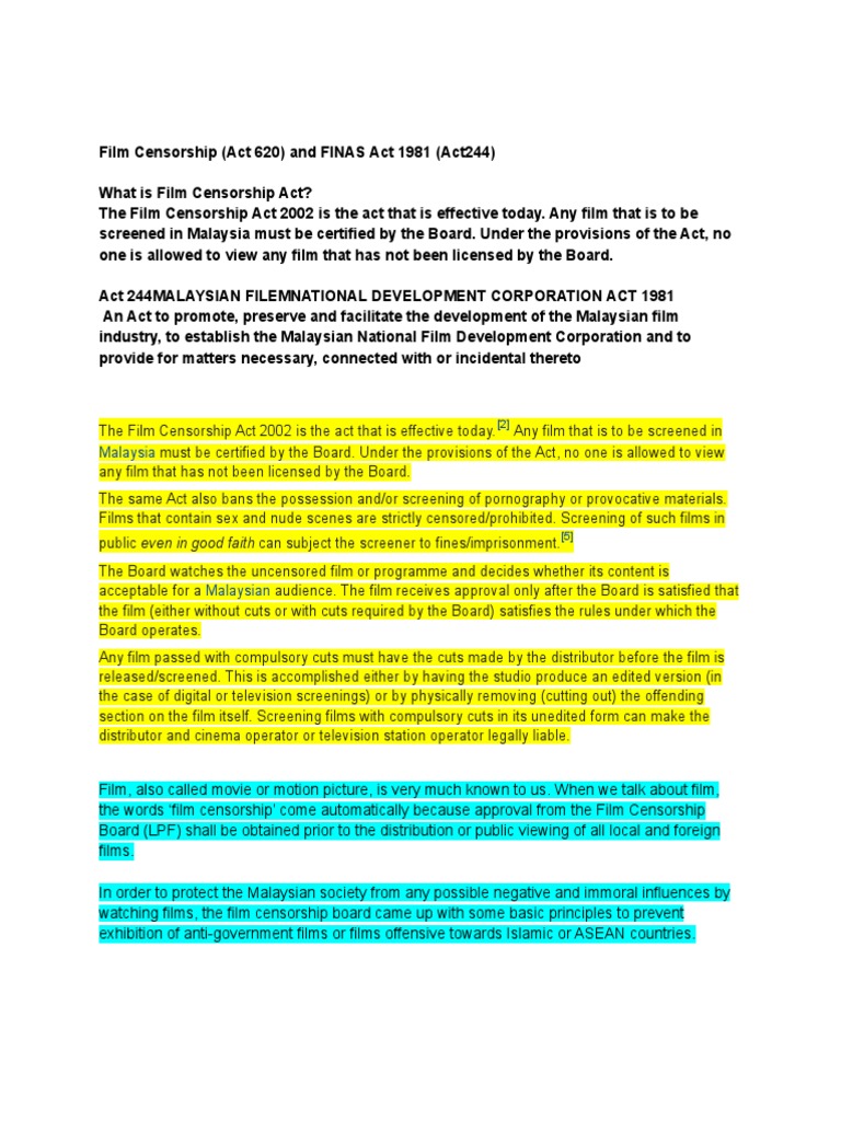 Film Censorship Act Download Free PDF Censorship