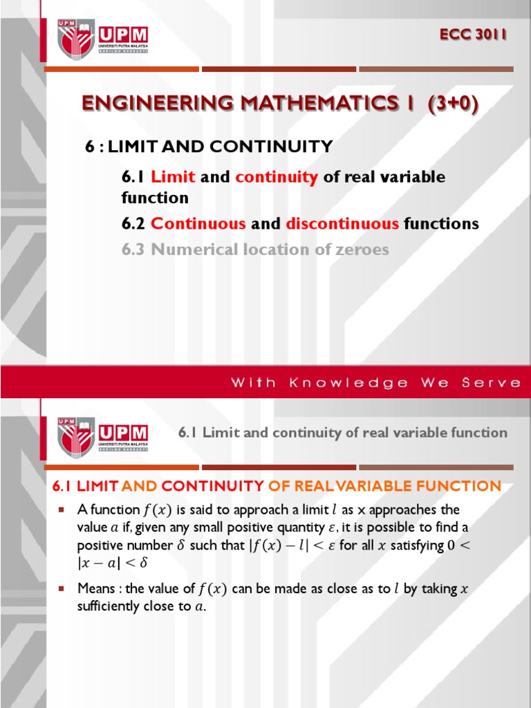 Limits and Continuity in Engineering Math | PDF | Continuous Function ...