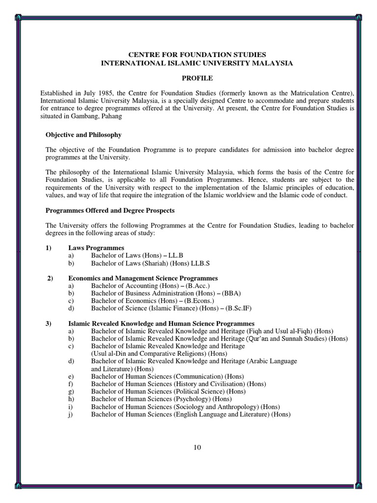 Foundation Studies at IIUM Overview | PDF | Bachelor's Degree | Engineering