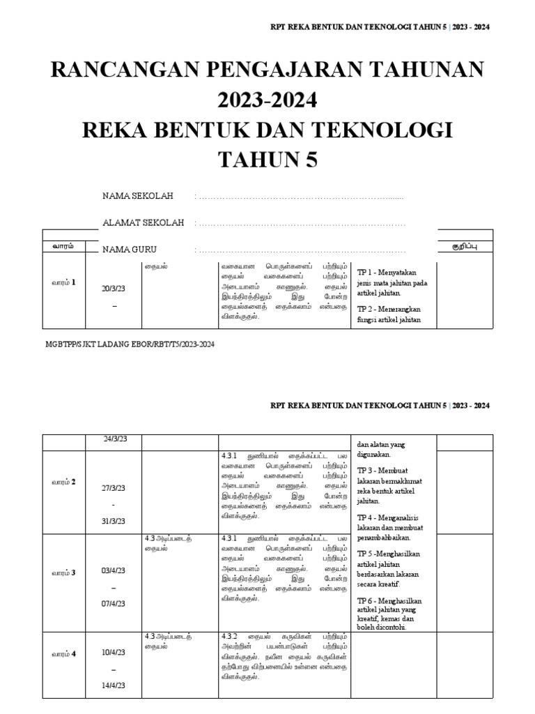 RPT RBT TAHUN 5 PDF