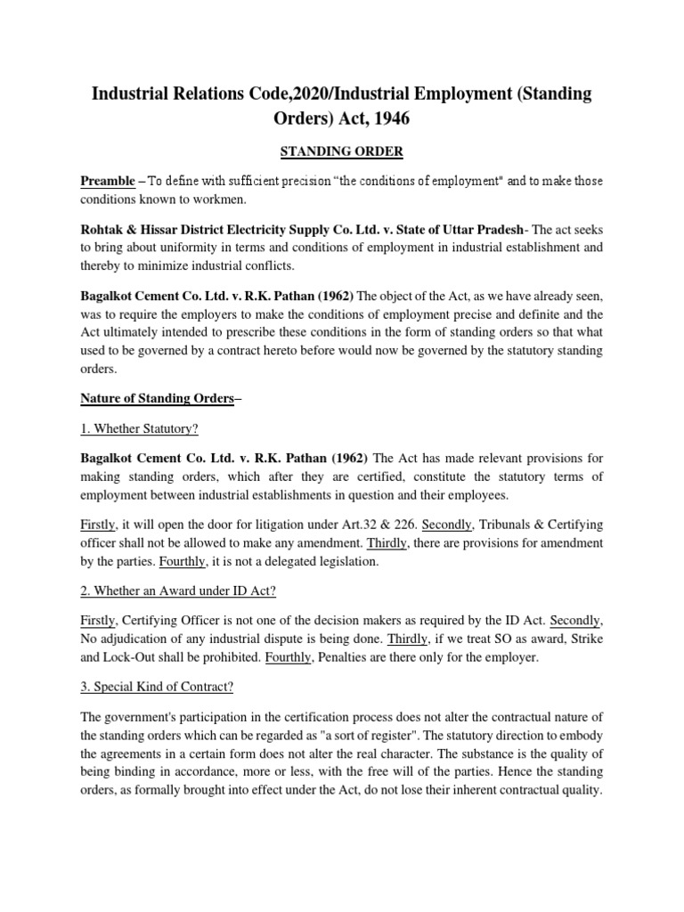 Standing Order Intro PDF PDF Contractual Term Employment