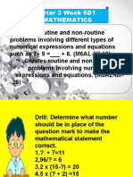 MATH 6 PPT Q3 W6 - Routine and Non-Routine Problems Involving Different Types of Numerical Expressions and Equations