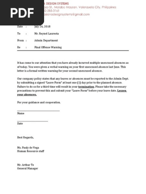 Final warning letter