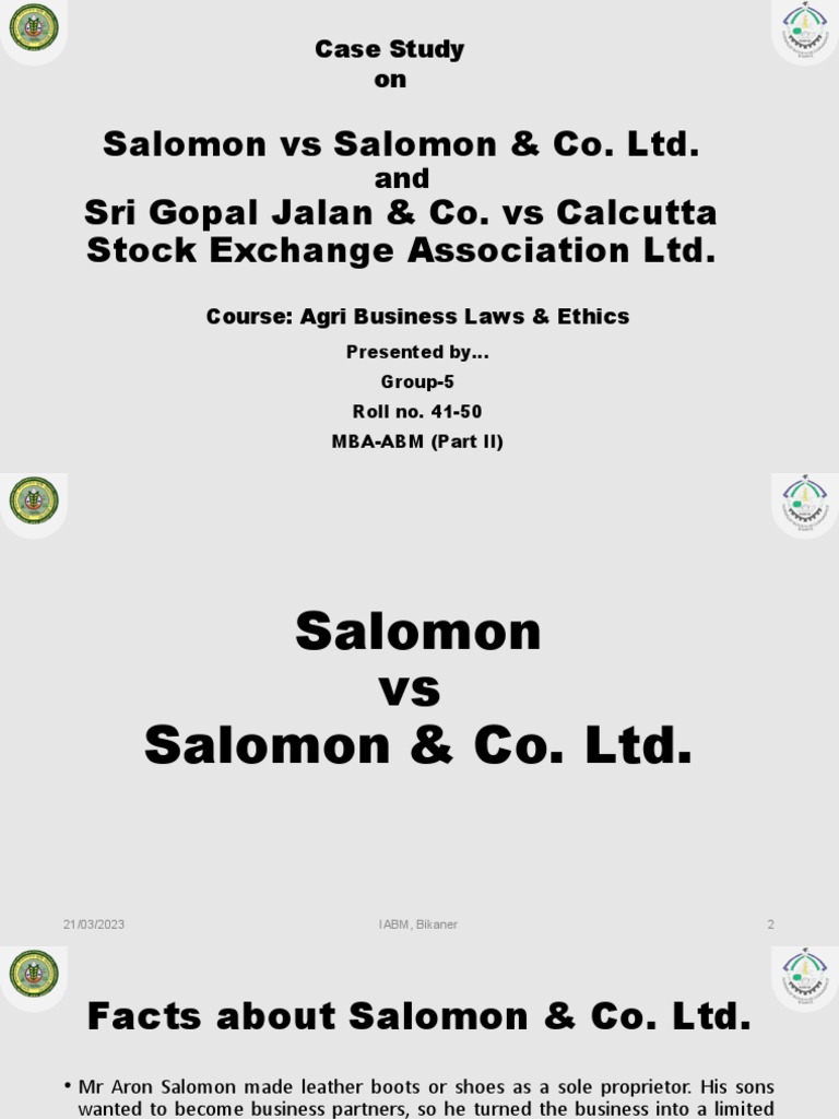 Case Salomon V Salomon | PDF | Law (Legal System) | Corporations