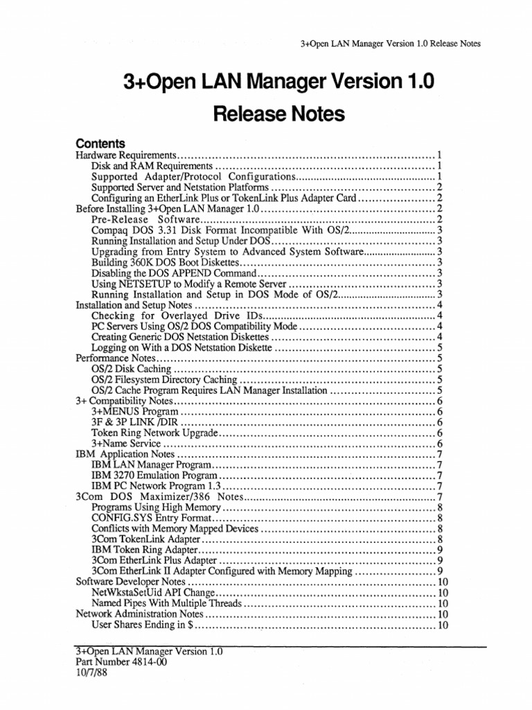 LAN Manager 1.0 Technical Guide | PDF | Dos | Operating System