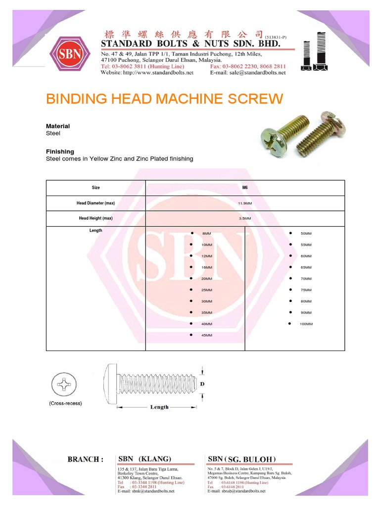 Catalog Binding Head Machine Screw PDF