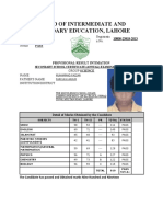 BISE Lahore SSC Result 2015 for Muhammad Faizan