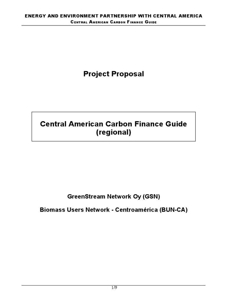 Project Proposal Central American Carbon Finance Guide PDF Clean