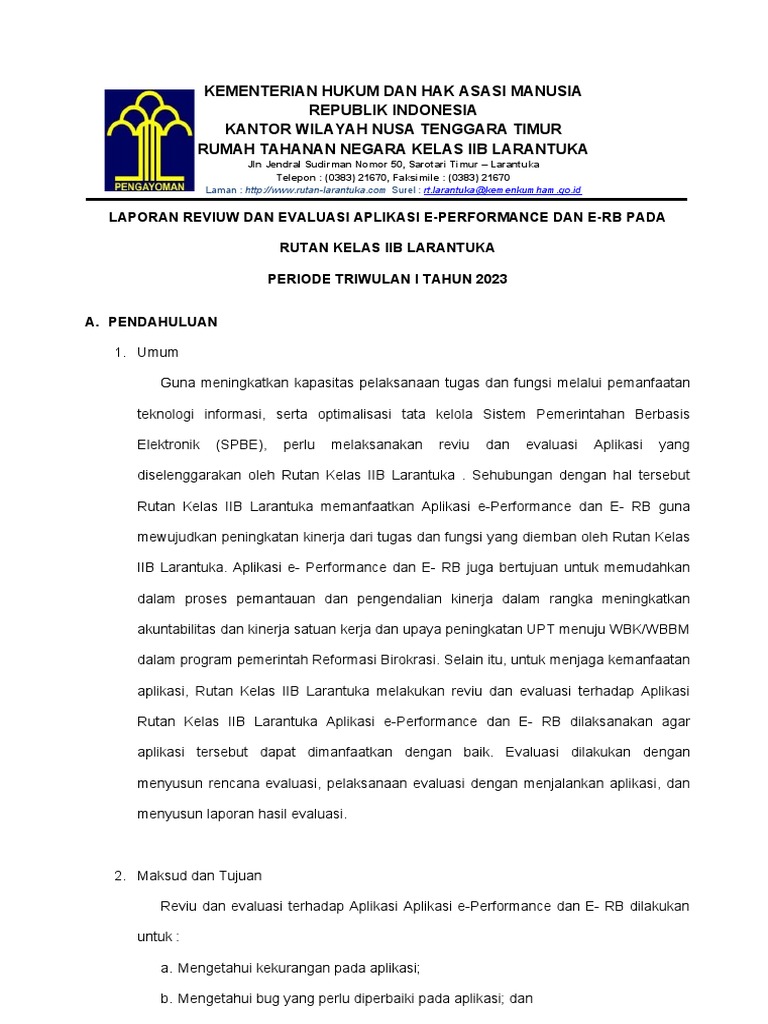 Evaluasi Aplikasi E-Performance dan E-RB | PDF