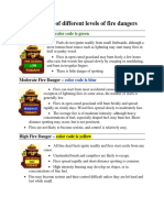 Definitions of fire danger levels and color codes