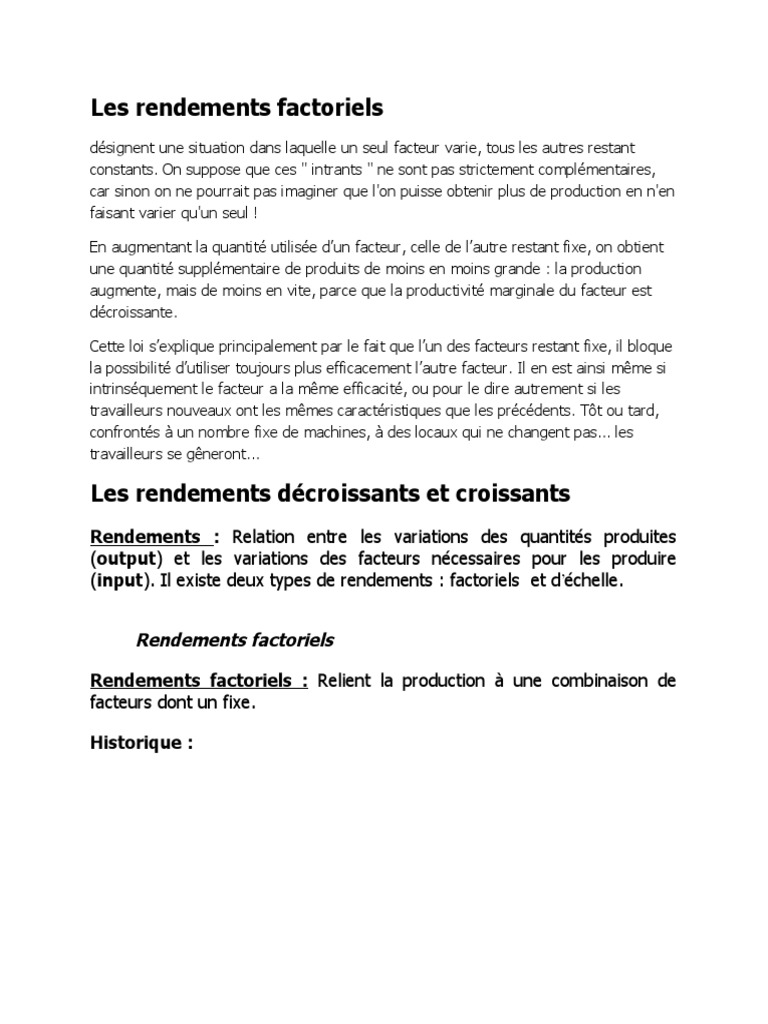 Rendements Factoriels et Décroissance | PDF | Droit