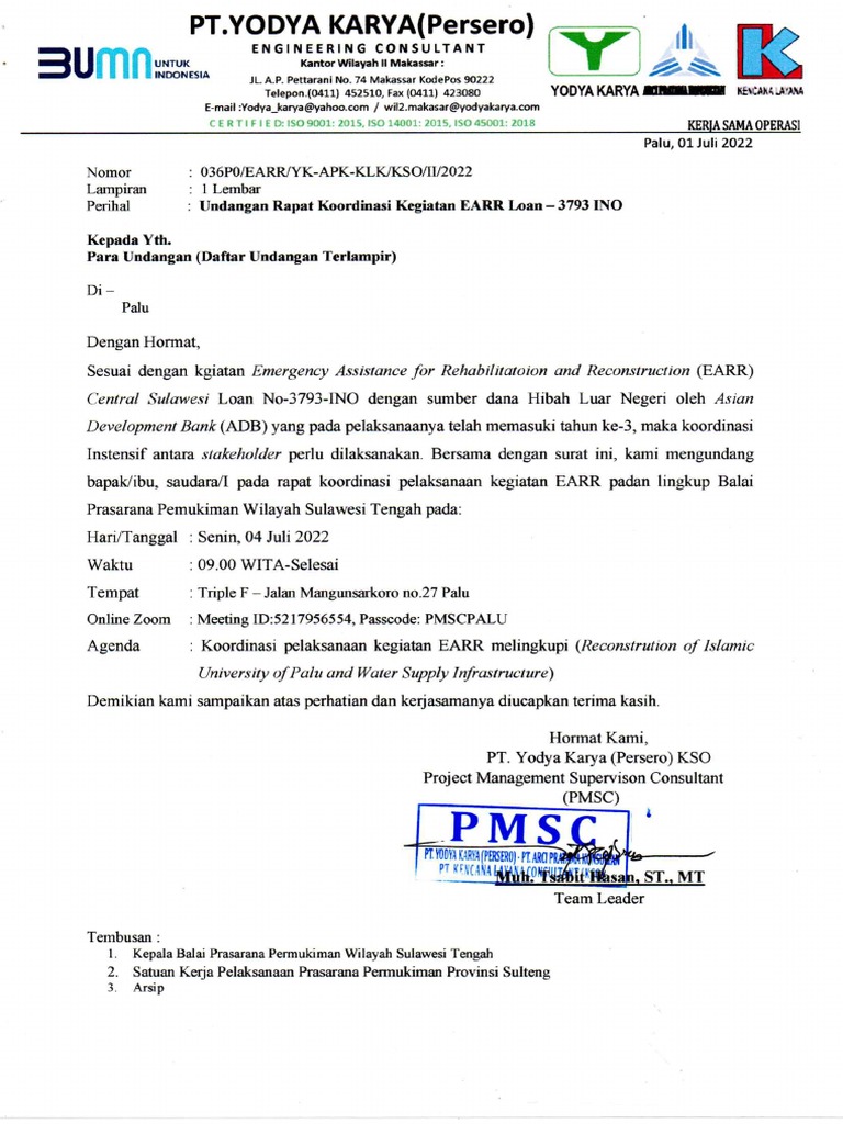 Undangan Rapat Koordinasi | PDF