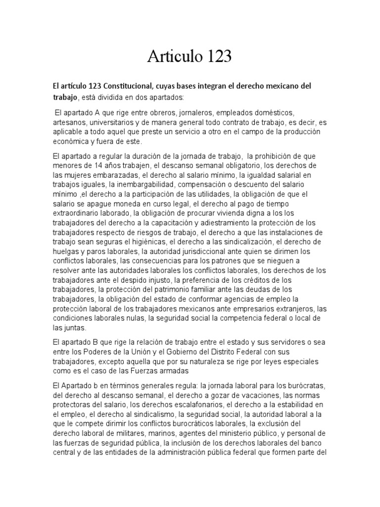 Derechos Laborales en el Artículo 123 | PDF | Derecho laboral | Salario