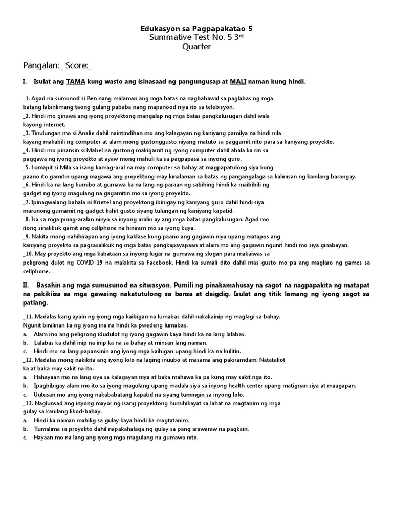 Esp5 ST4 Q3 | PDF