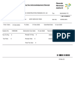 Rwanda E-Filing Tax Acknowledgement Receipt for ANJIA PREFABRICATED CONSTRUCTION