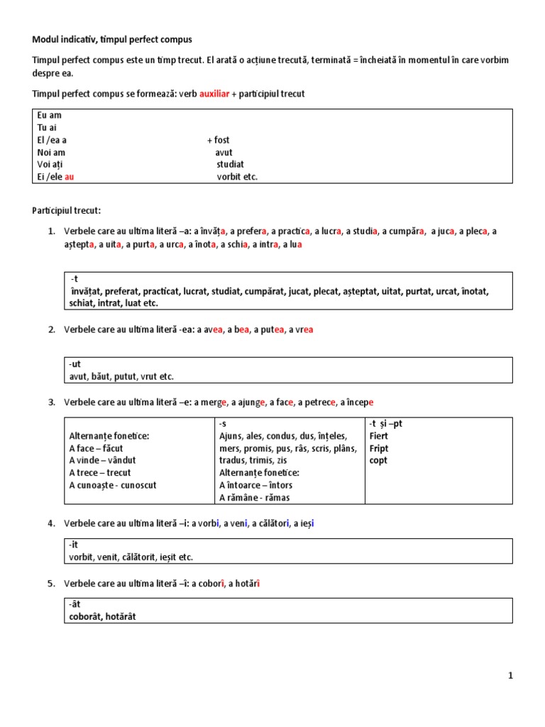 Modul Indicativ - Timpul Perfect Compus | PDF