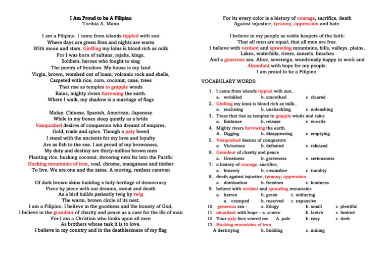 Proud to Be a Filipino Poem | PDF