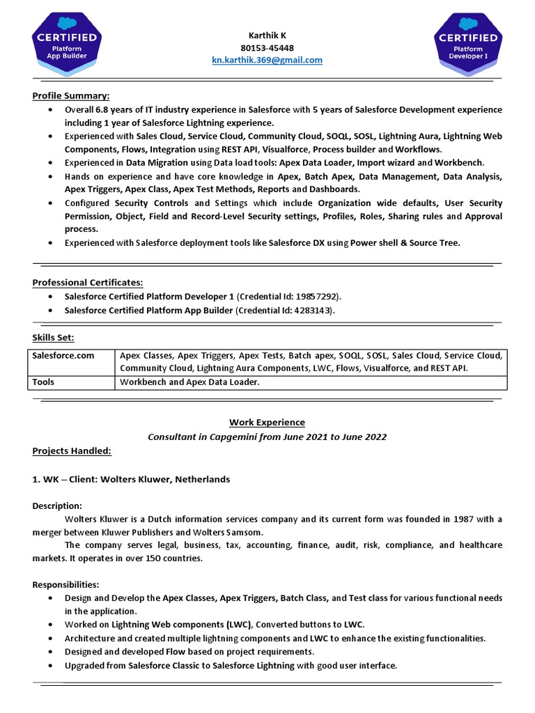 Salesforce Developer Profile Summary | PDF | Cloud Computing | Software