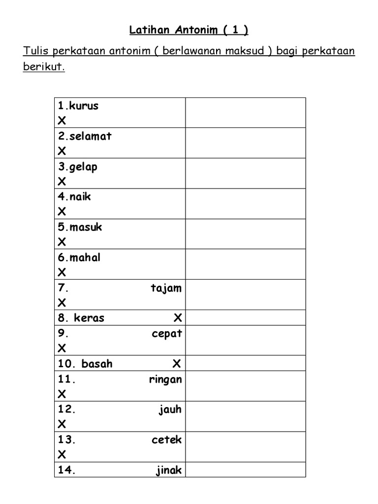 Latihan antonim pdf
