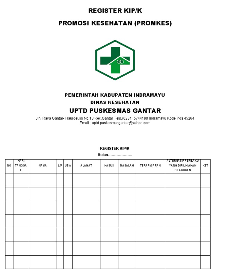 Register KIP/K Promosi Kesehatan Indramayu | PDF