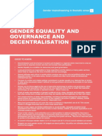 Gender Equality and Governance and Decentralisation