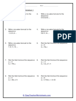 Recursive Formula Worksheet 2