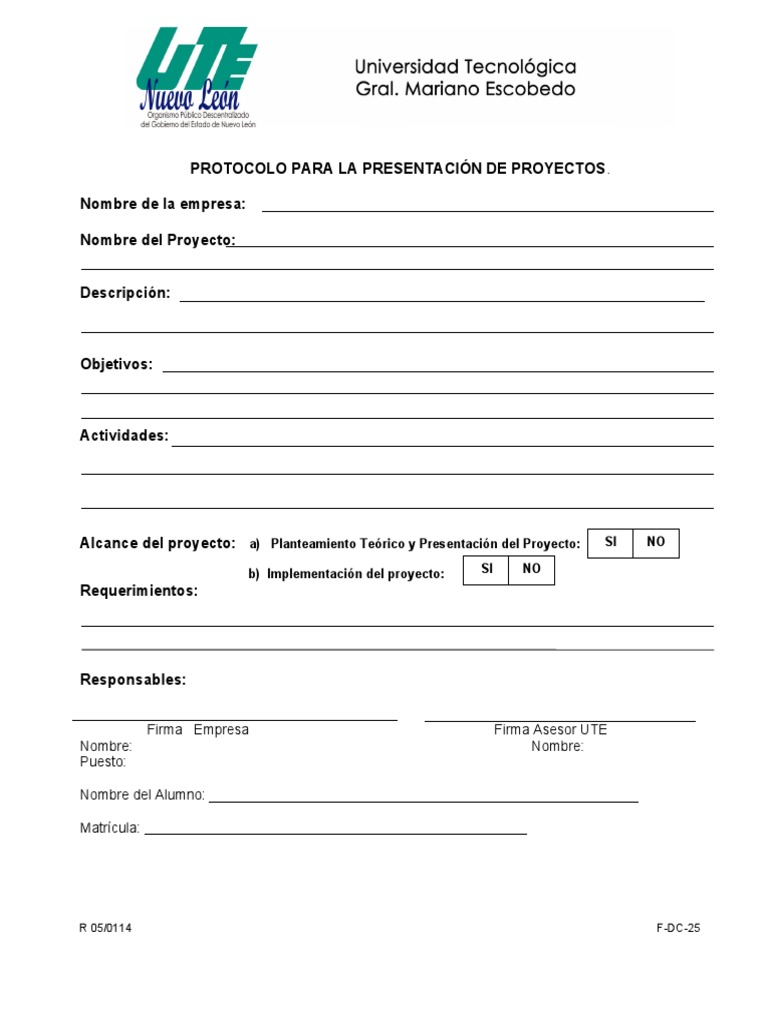 Protocolo para La Presentación de Proyectos | PDF