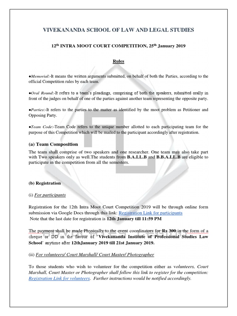 12th intra moot court competition 19 moot proposition and rules pdf