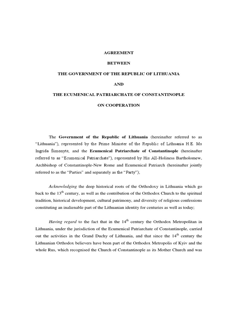 Lithuanian Ecumenical Patriarchate Agreement en+20230320+LT+Alternate ...