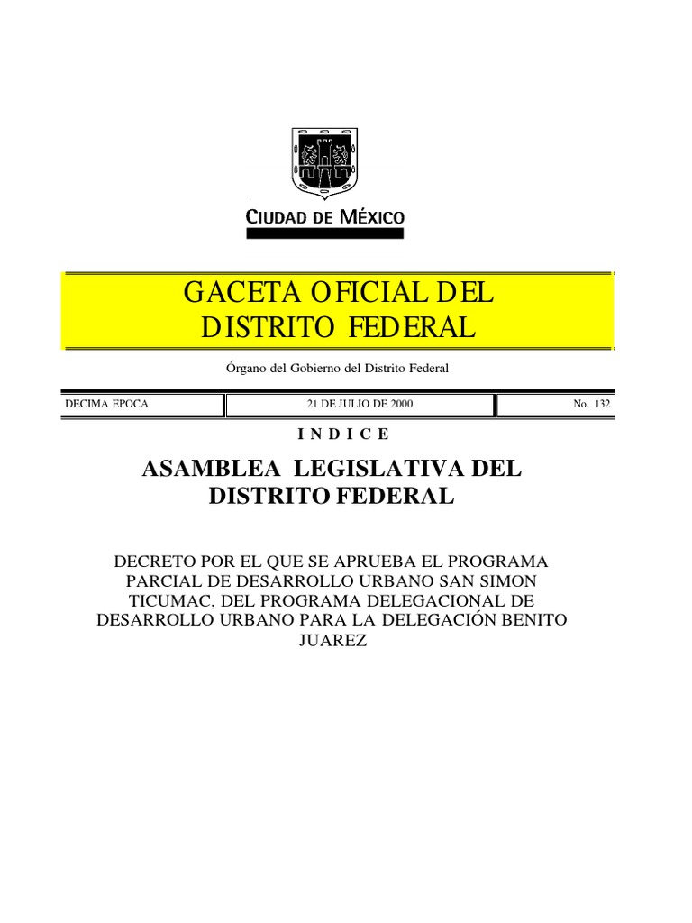 Programa Parcial San Simón Ticumac PDF Ciudad de México México