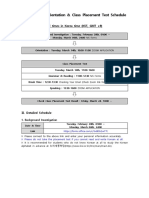 (2023 Spring) Orientation & Class Placement Test Schedule